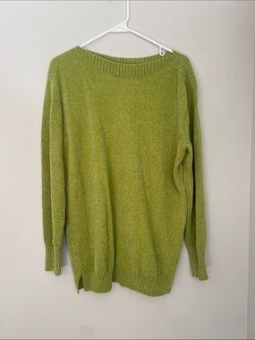 Belle by Kim Gravel Off-the-Shoulder Sweater in Lime Green